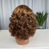 Double drawn Egg Curl Bob Wig