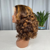 Double drawn Egg Curl Bob Wig