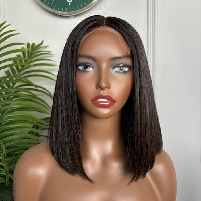 Double Drawn Vietnamese Straight Hair  HD5X5 Closure Bob Wig