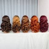 Colorful Egg Curl Bob Frontal Wigs