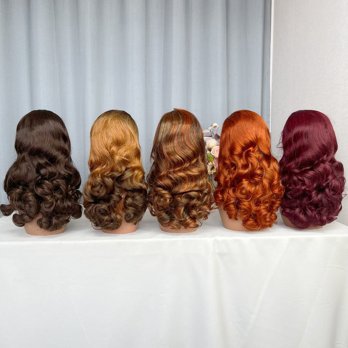 Colorful Egg Curl Bob Frontal Wigs