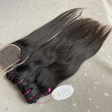 Raw Indian Hair 3 Bundles With 5X5" Closure