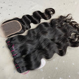 Raw Indian Hair 3 Bundles With 5X5" Closure